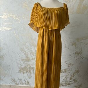 The Clothing Company Mustard Yellow Pleated Jumpsuit
